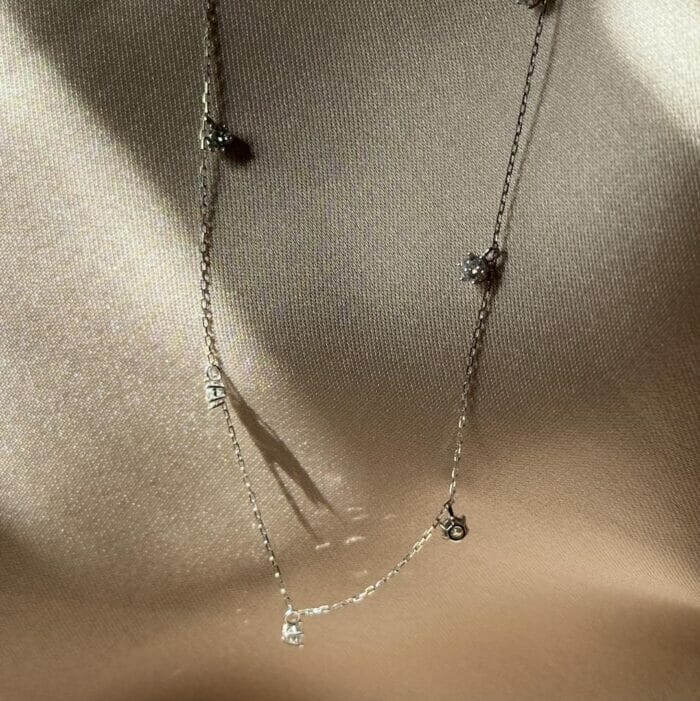 Moissanite Drop Station White Gold Necklace
