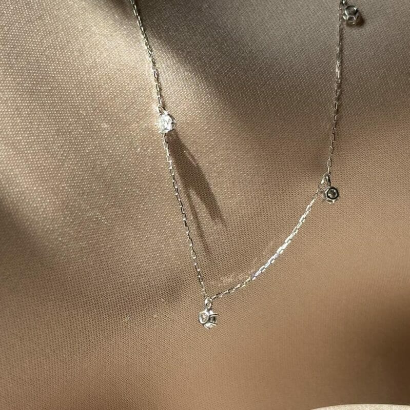 Moissanite Drop Station White Gold Necklace