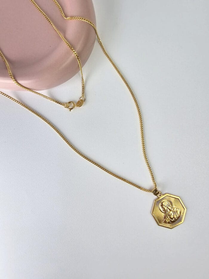 Octagon Jesus Christ Medallion Necklace