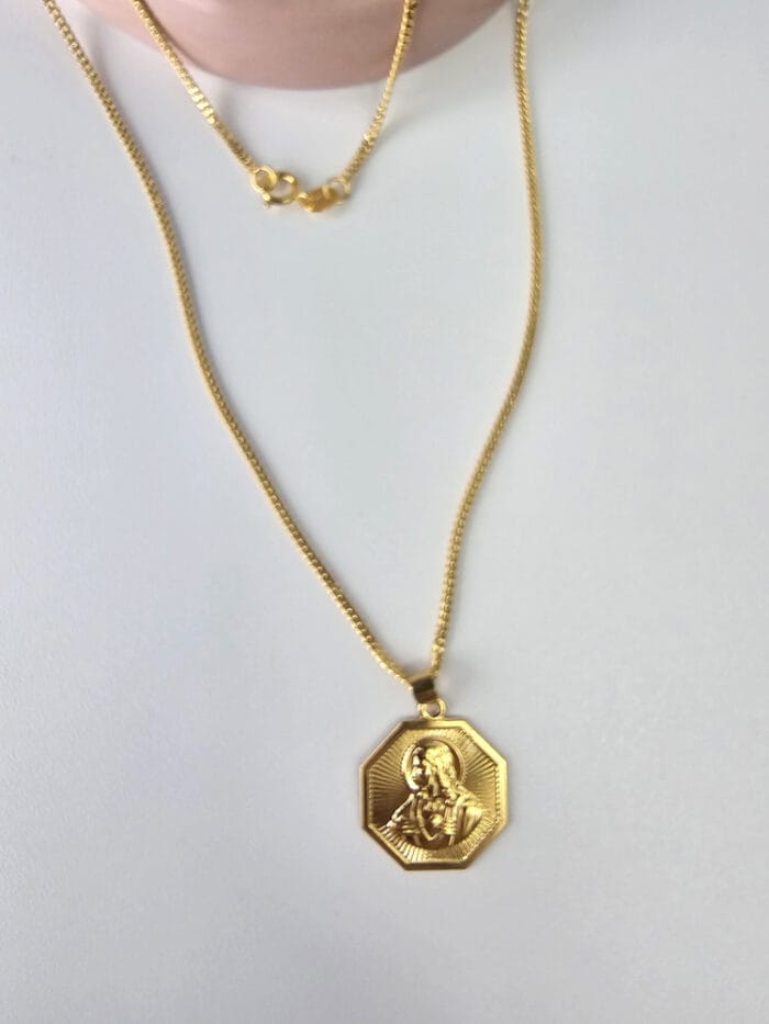 Octagon Jesus Christ Medallion Necklace